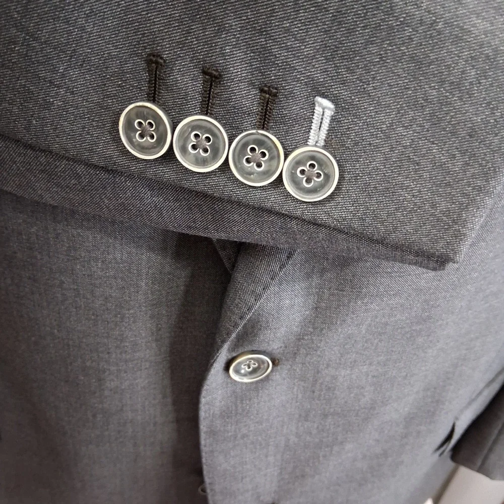 J.Hilburn Blazer 46S Gray Heathered Vitale Barberis Wool Sport Coat Double Vent